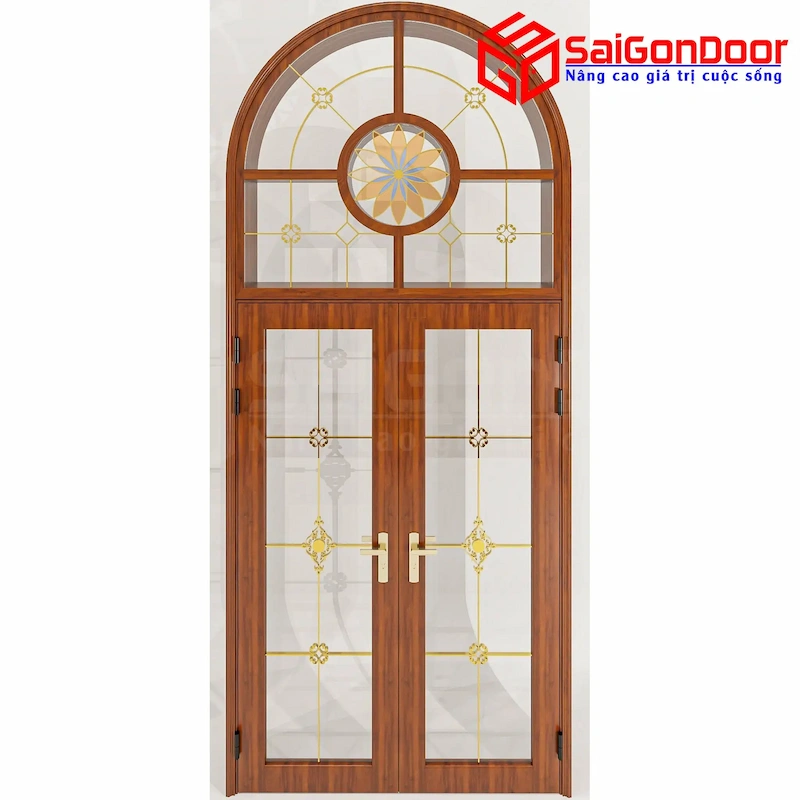 mẫu cửa nhôm kính giả gỗ đẹp