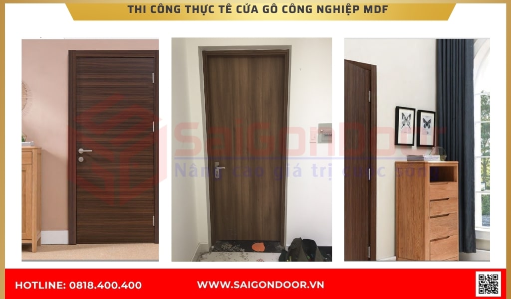 Thi công thực tế cửa gỗ công nghiệp MDF   