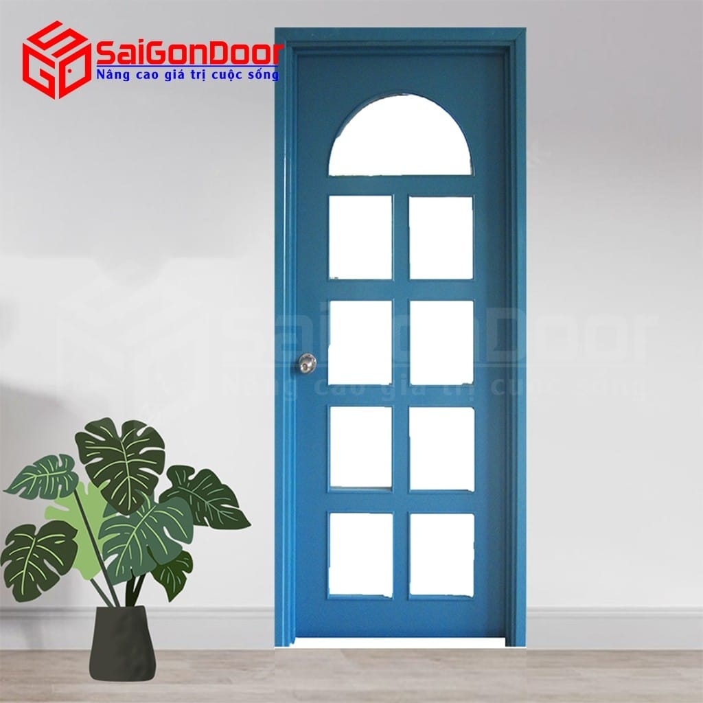 Cửa gỗ công nghiệp MDF Veneer P1G9 xanh da trời