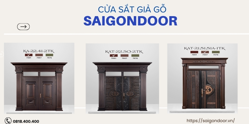 Báo giá mẫu cửa sắt giả gỗ chất lượng 