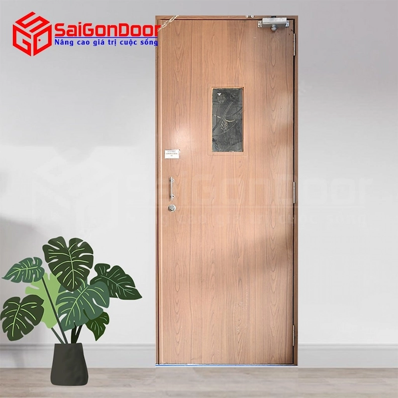 Mẫu cửa thép chống cháy vân gỗ theo phong cách thiết kế