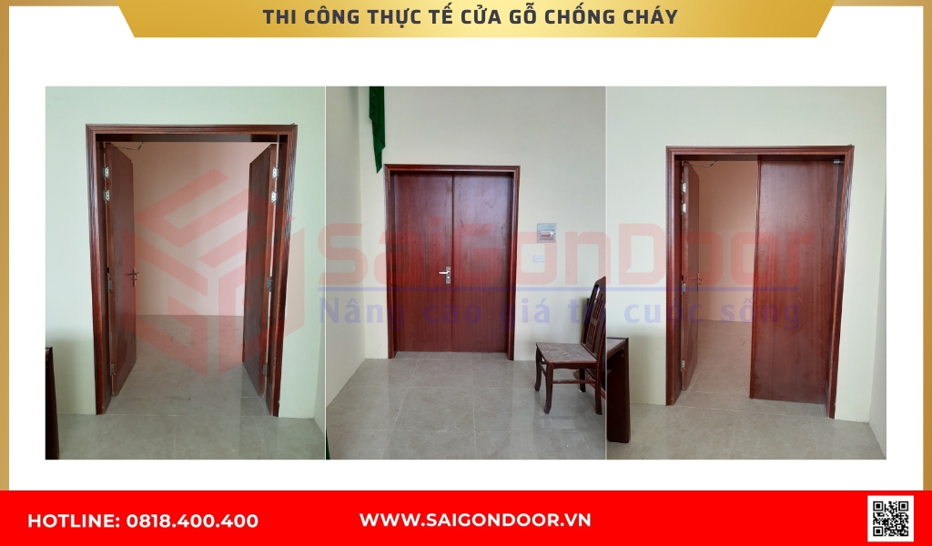 Hình ảnh thi công cửa gỗ chống cháy