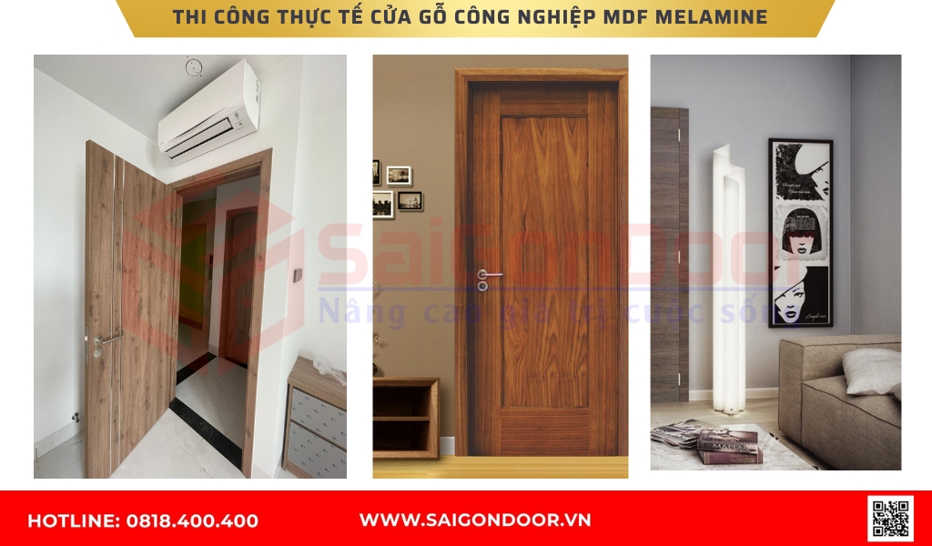 Hình ảnh thi công thực tế cửa gỗ công nghiệp MDF