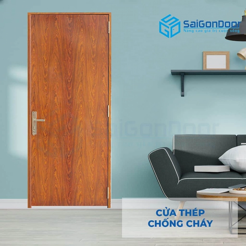 Cửa thép chống cháy cháy vân gỗ 