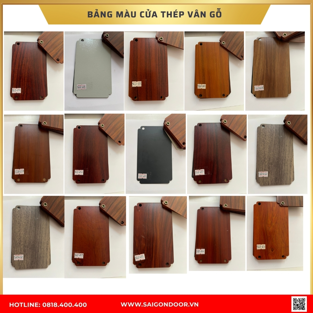 Bảng màu cửa thép vân gỗ Bảng màu cửa thép vân gỗ