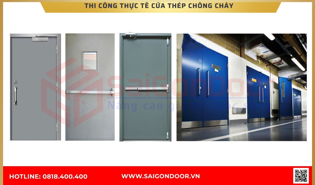 Hình ảnh thi công thực tế cửa thép chống cháy