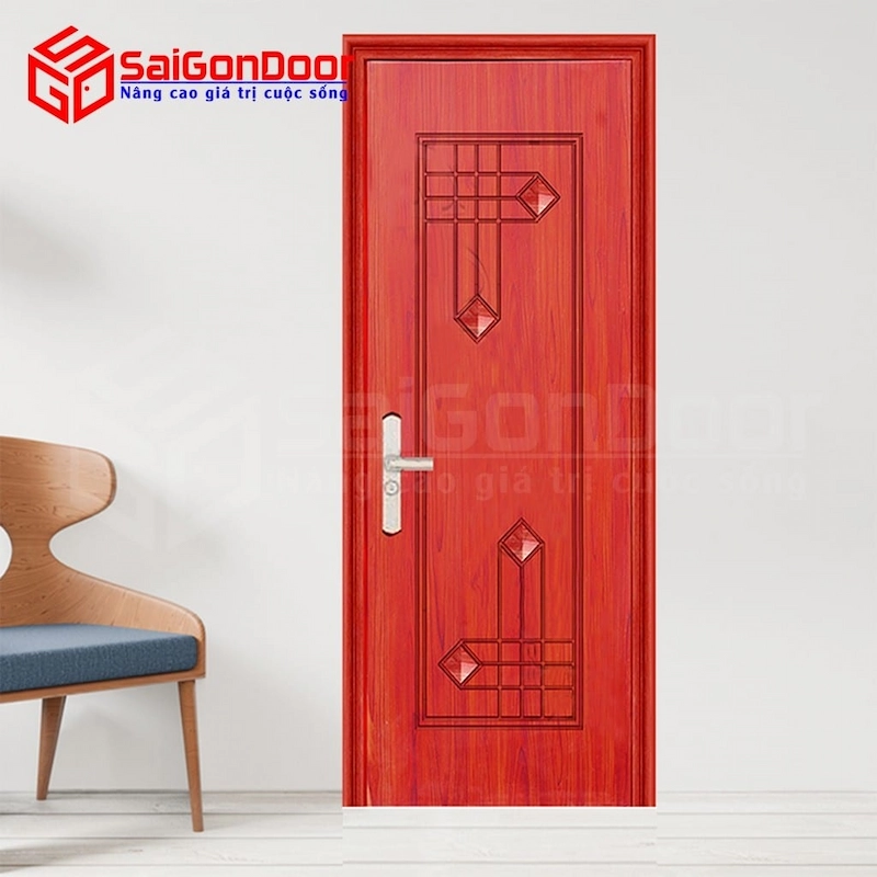 Mẫu cửa thép vân gỗ 1 cánh sang trọng