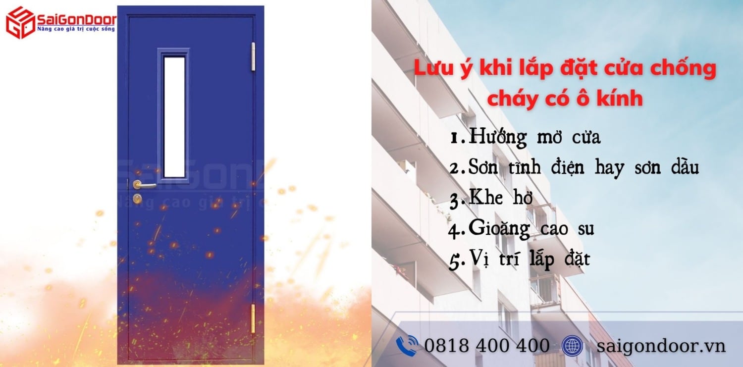 Cửa chống cháy có ô kính là gì? Những lưu ý khi lắp đặt cửa chống cháy có ô kính