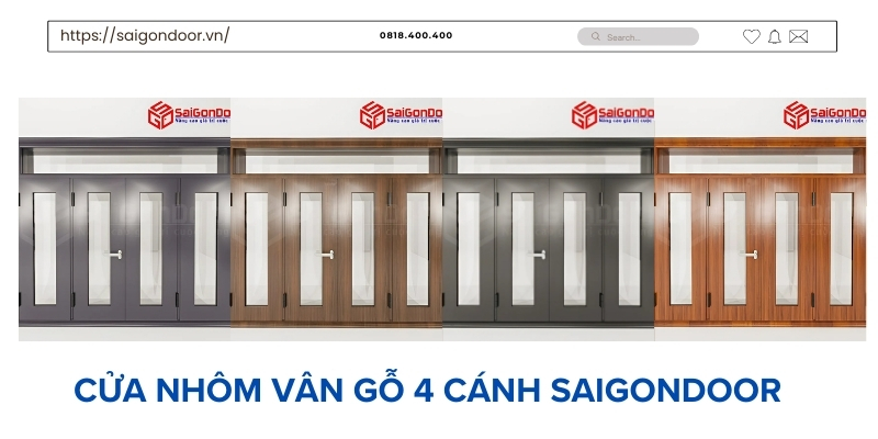 Tổng quan chung về cửa nhôm vân gỗ 4 cánh 