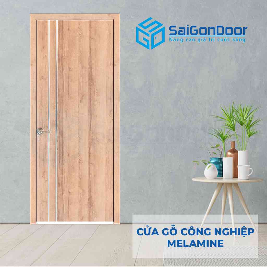 Cửa gỗ MDF Melamine P1R2 inox SGD