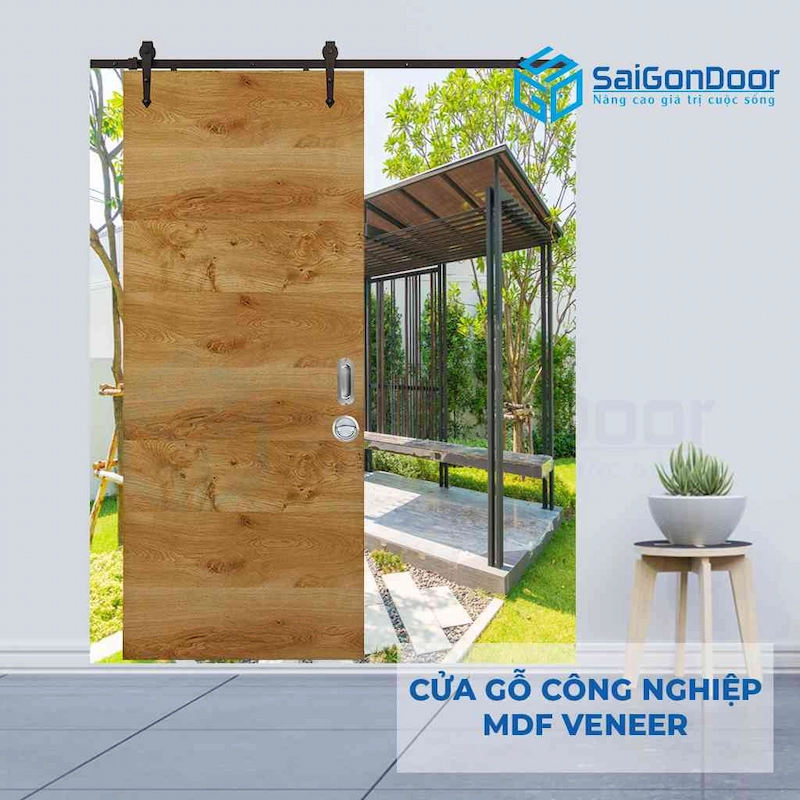 Cửa Gỗ Công Nghiệp MDF Veneer – Lùa treo