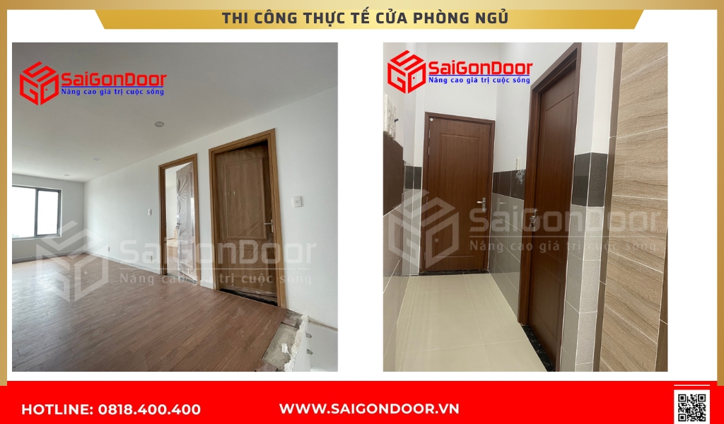 Hình ảnh thi công thực tế cửa phòng ngủ