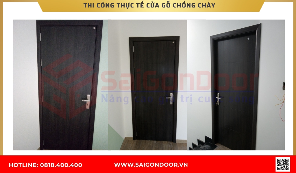 Hình ảnh thi công cửa gỗ chống cháy