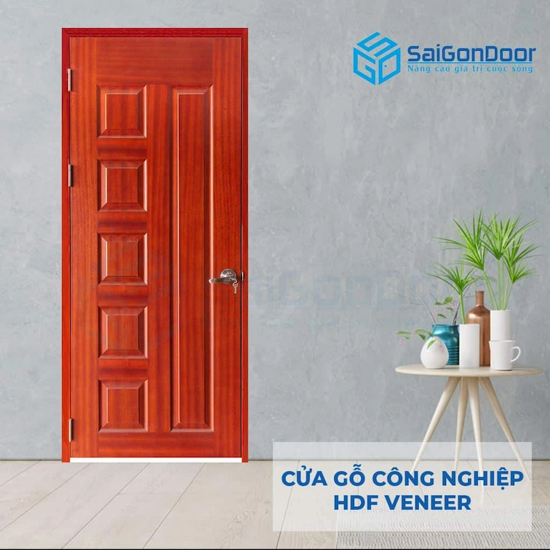 Cửa gỗ công nghiệp HDF Veneer 6A Căm Xe