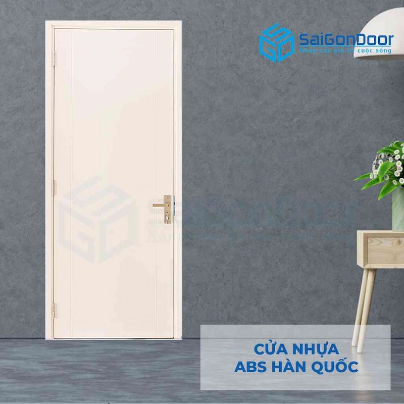 Mẫu cửa phẳng trơn màu kem