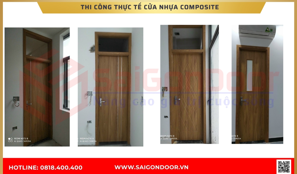 Hình ảnh thi công thực tế cửa nhựa composite Bình Dương