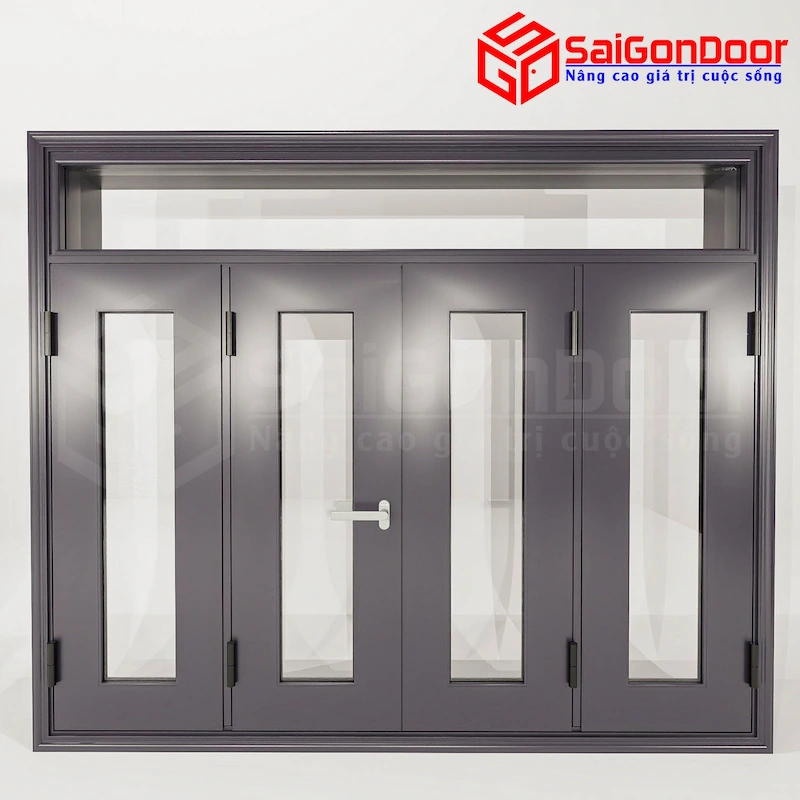 mẫu cửa nhôm kính giả gỗ đẹp