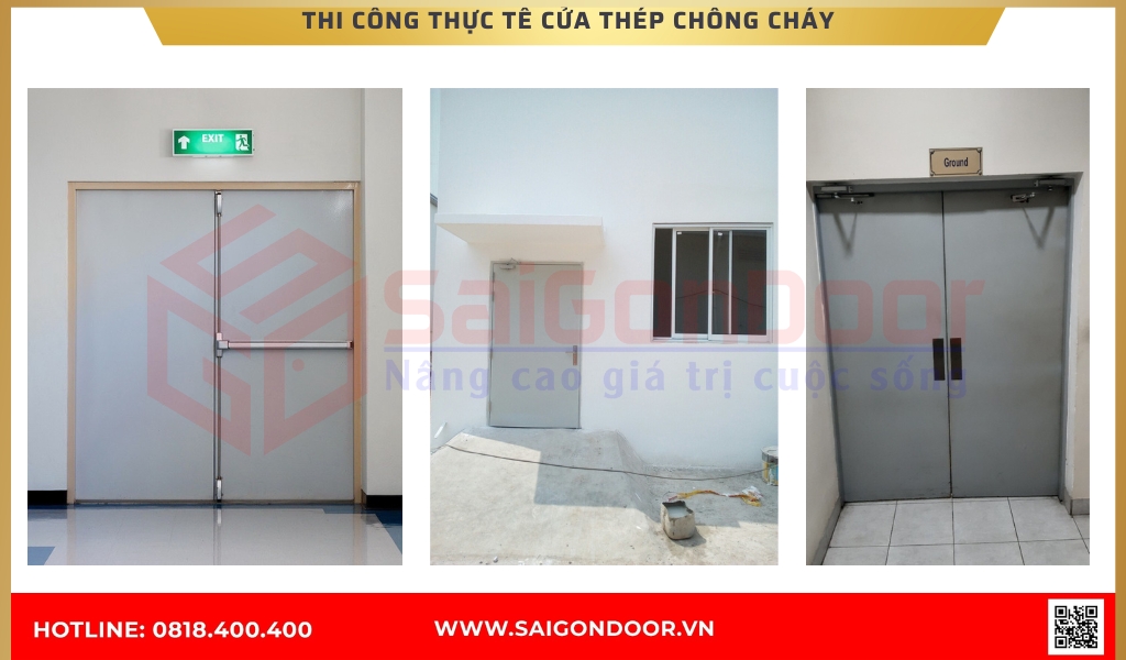 Hình ảnh thi công thực tế cửa thép chống cháy