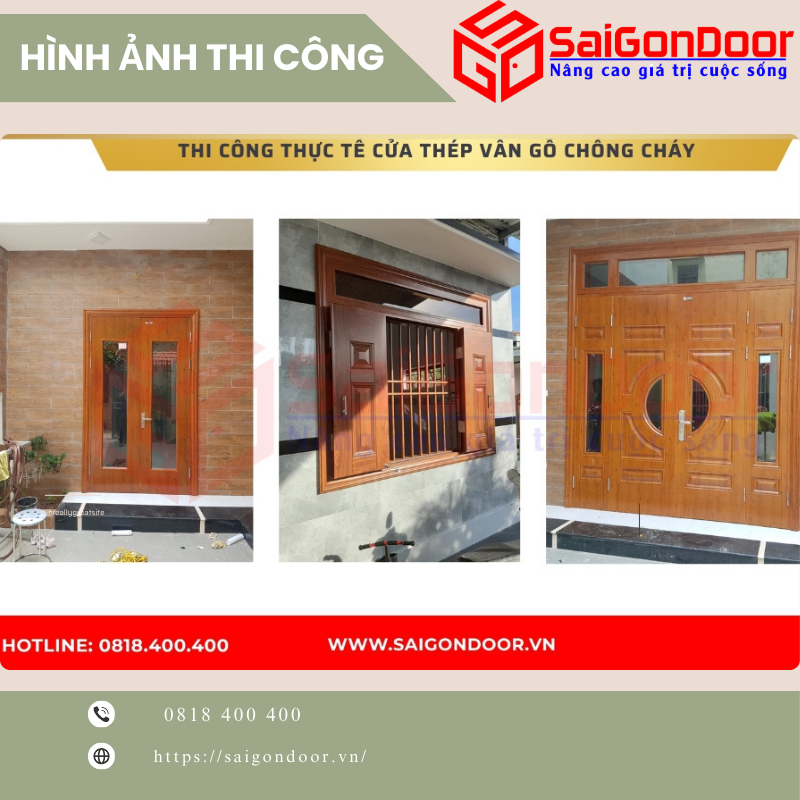 Thi công thực tế cửa thép