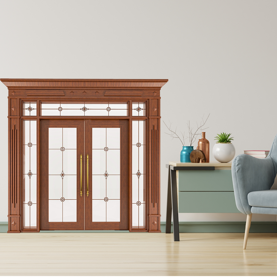 Cửa Nhôm Vân Gỗ 68