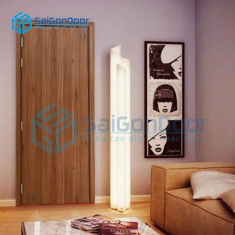 Cửa gỗ MDF phẳng, tối giản cho nhà vệ sinh