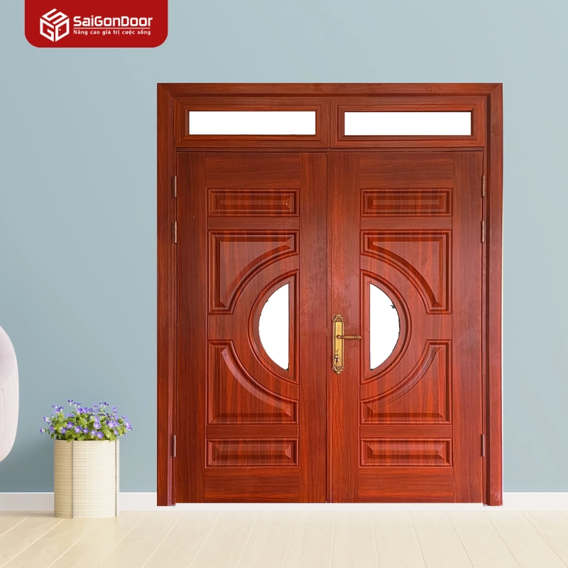 Cửa thép vân gỗ SGD-KM-TVG-2C-1