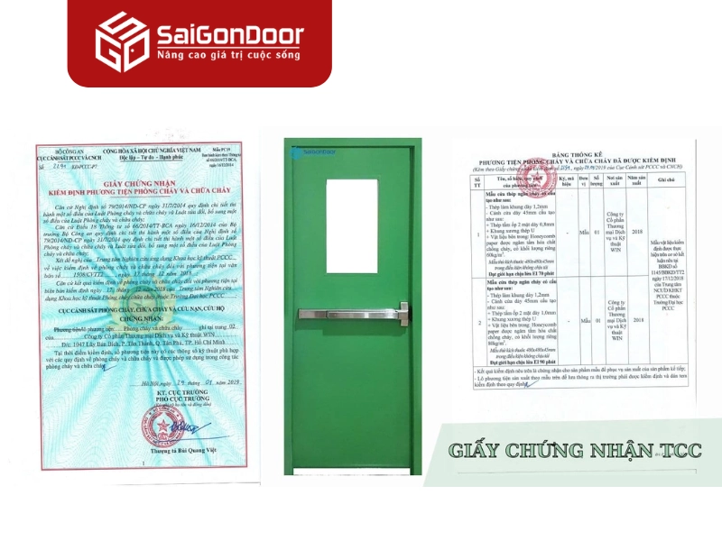 Giấy kiểm định cửa thép chống cháy