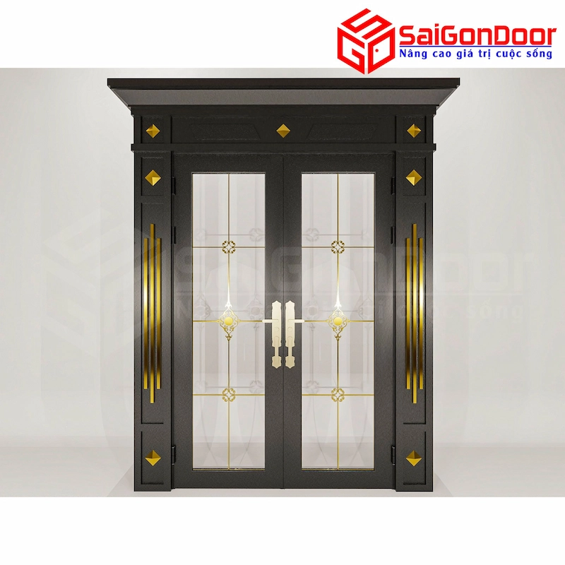 cửa nhôm vân gỗ 2 cánh