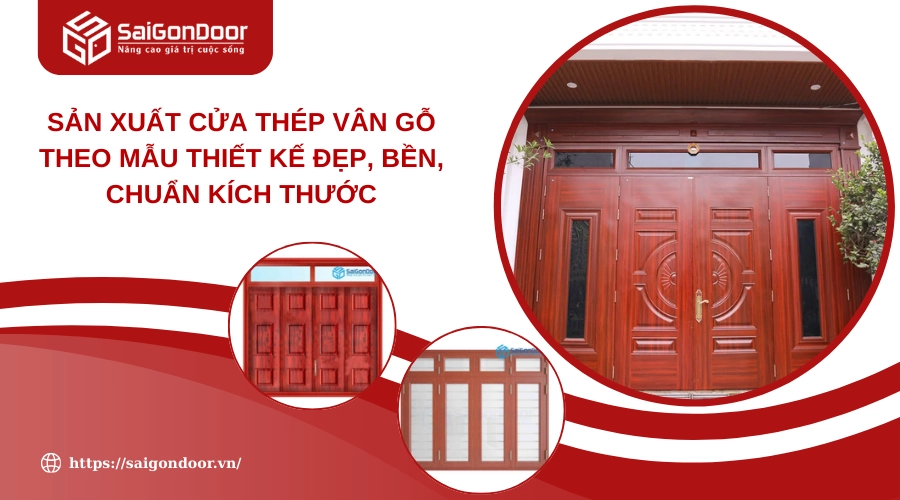 Sản Xuất Cửa Thép Vân Gỗ Theo Mẫu Thiết Kế Đẹp, Bền, Chuẩn Kích Thướ
