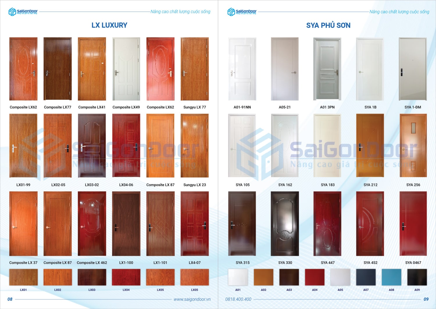 Catalogue composite, cửa composite, cửa gỗ composite luxury và SYA Phủ sơn