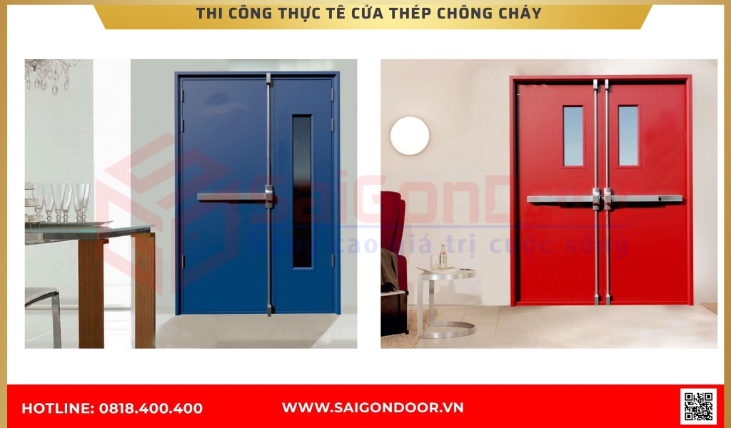 Hình ảnh thi công thực tế cửa thép chống cháy