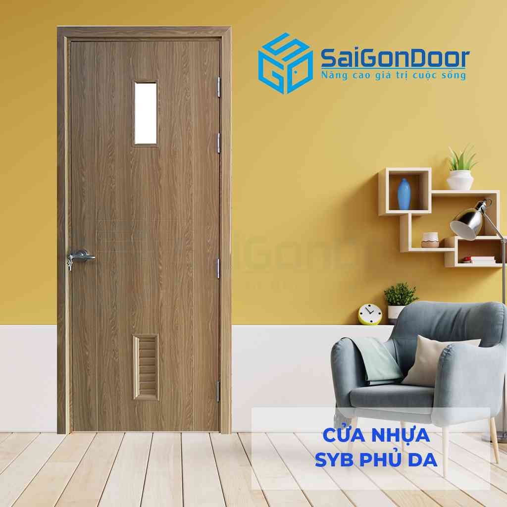 Mẫu 1: Cửa nhựa Composite Sungyu mã SYB làm cửa phòng vệ sinh