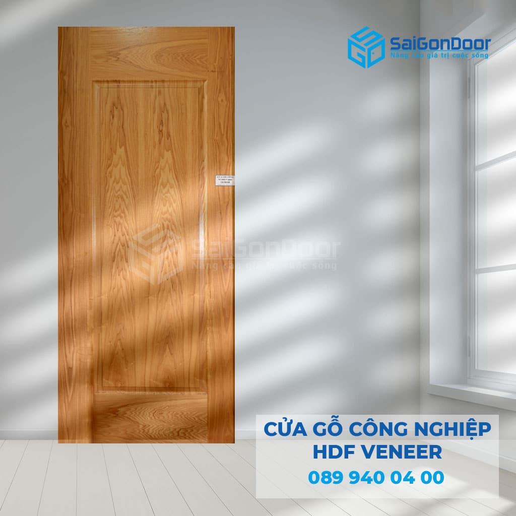 Cửa gỗ công nghiệp HDF Veneer thiết kế vân gỗ