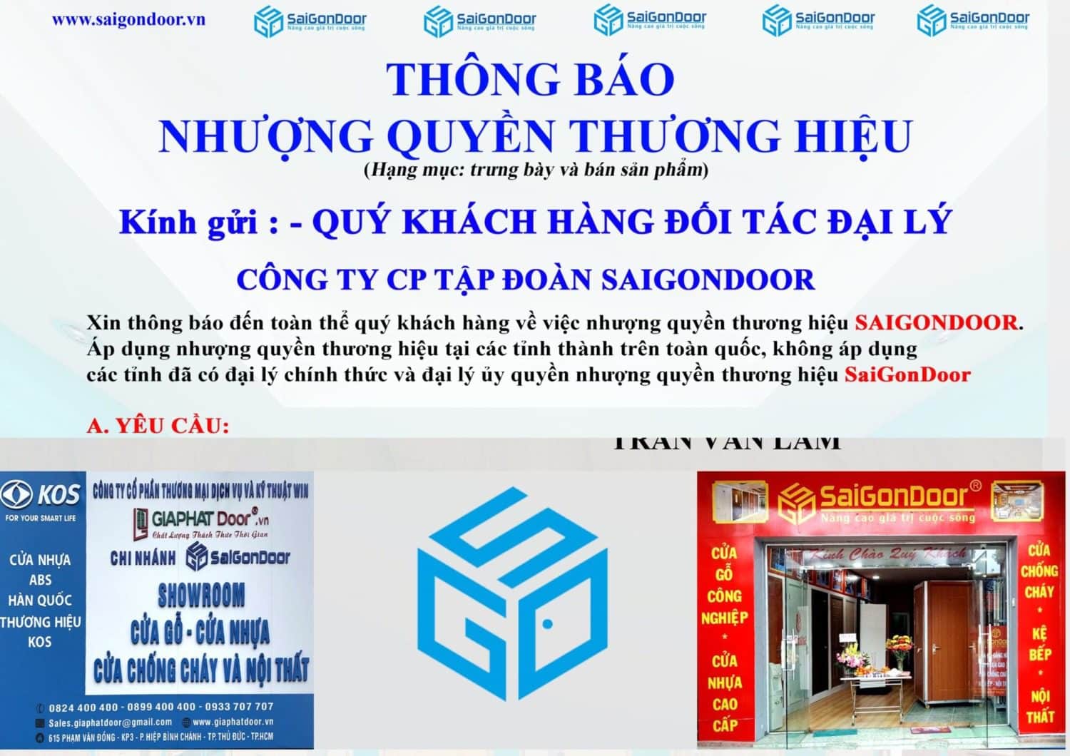 Nhượng Quyền Thương Hiệu SaiGonDoor Việt Nam