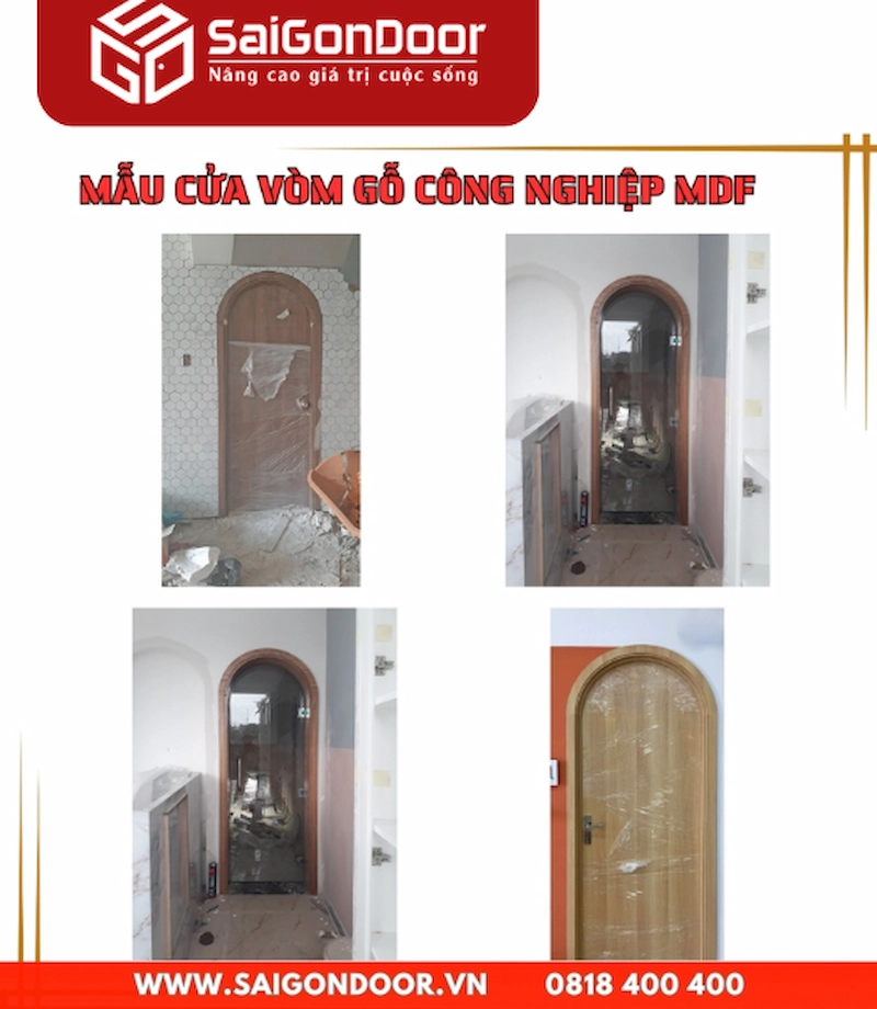 cửa vòm gỗ công nghiệp