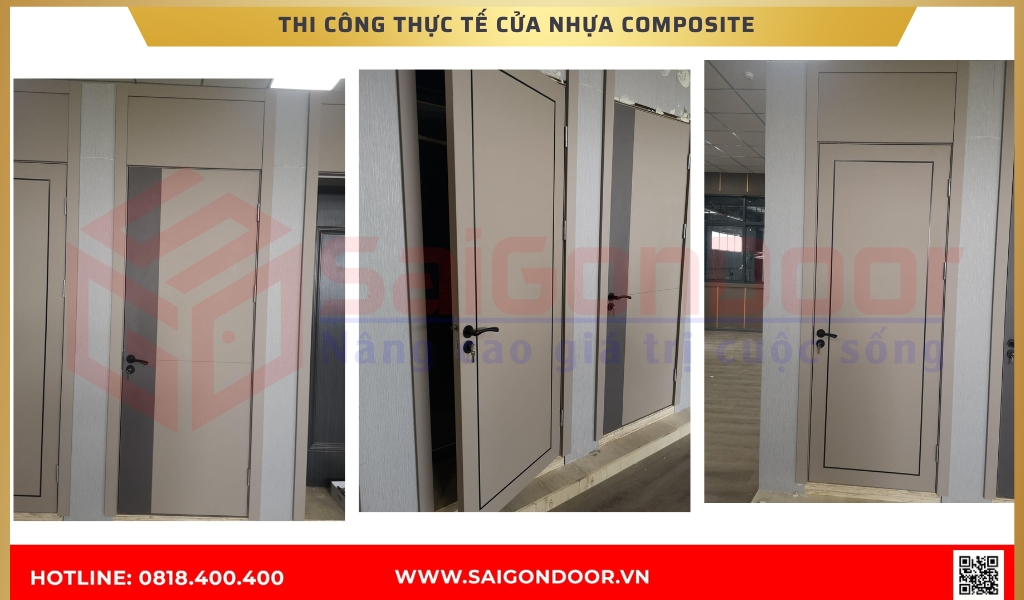 Hình ảnh thi công thực tế cửa nhựa composite