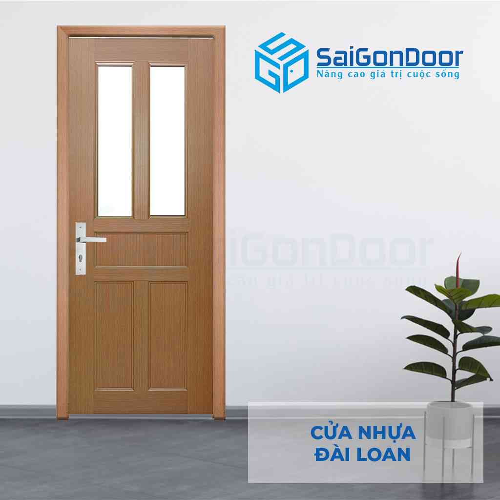 Cửa nhựa Đài Loan đơn giản kèm kính