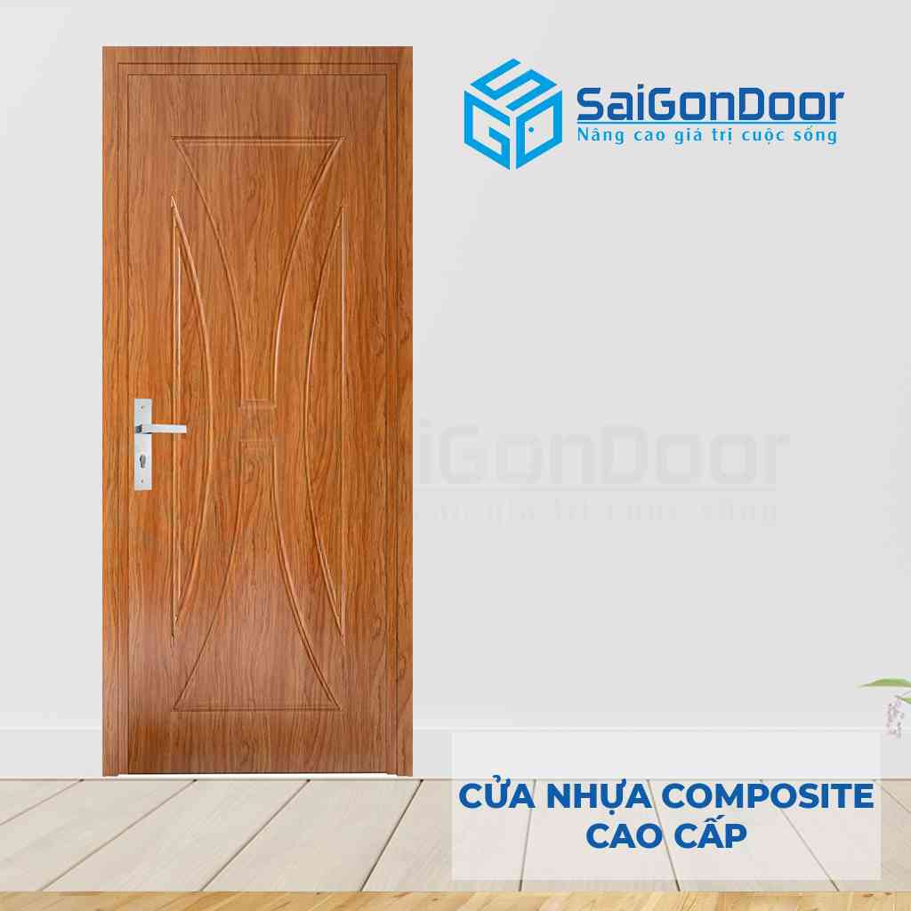 Mẫu 15: cửa nhựa gỗ Composite viền chữ H