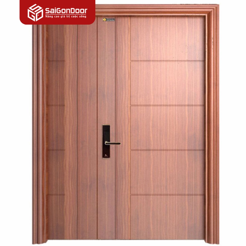 Quy trình lắp đặt cửa thép vân gỗ 2 cánh lệch