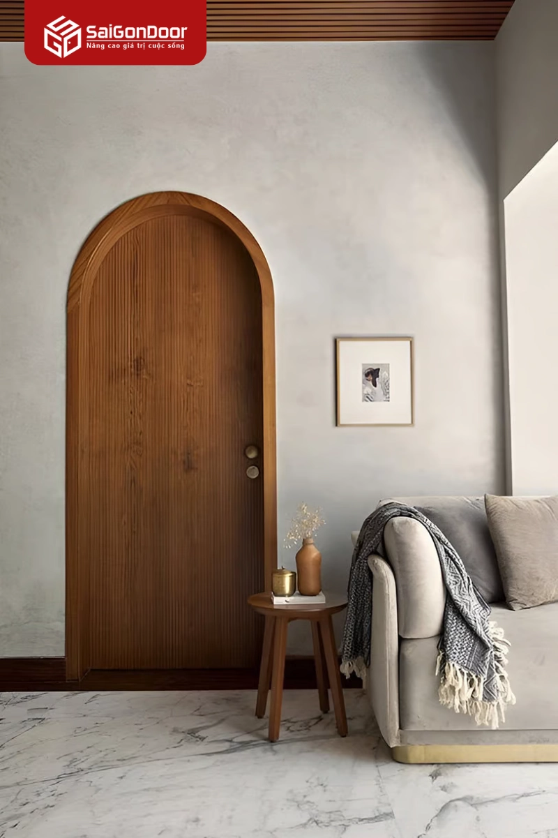 Cửa vòm gỗ tự nhiên