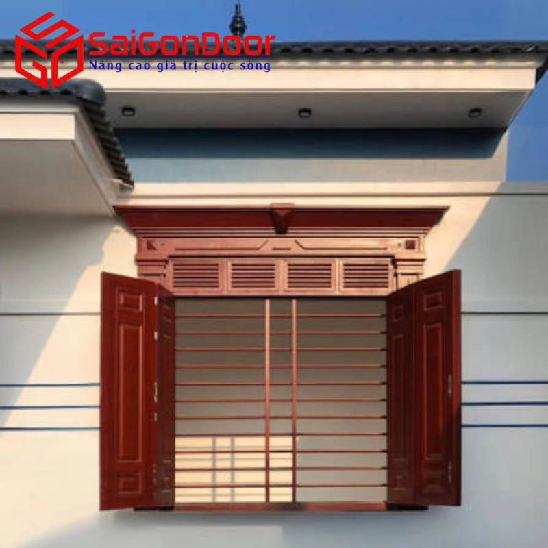 cửa sổ thép vân gỗ 4 cánh cửa sổ thép vân gỗ 4 cánh