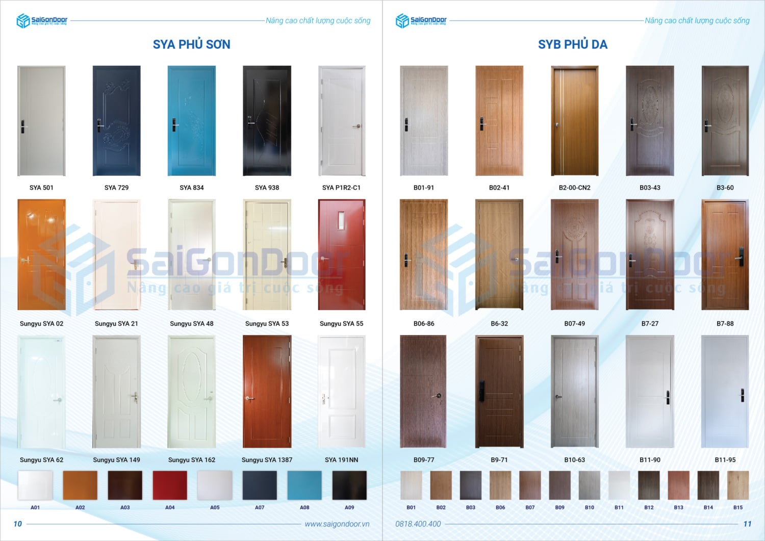 Catalogue composite, cửa composite, cửa gỗ composite SYB phủ da và SYA Phủ sơn