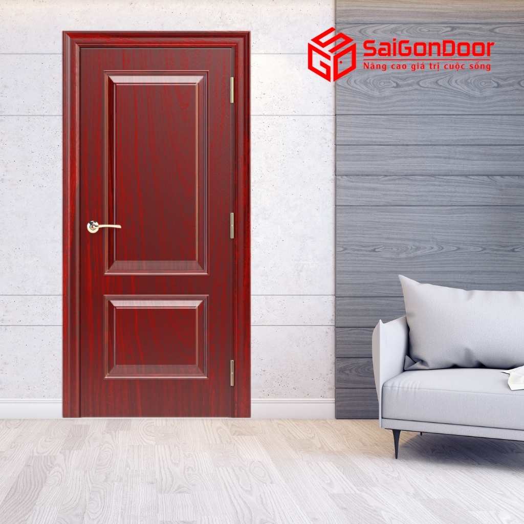 CÁC MẪU CỬA NHỰA HÀN QUỐC CAO CẤP, ĐA DẠNG MẪU MÃ 17 Mẫu cửa nhựa Hàn Quốc màu đỏ rượu