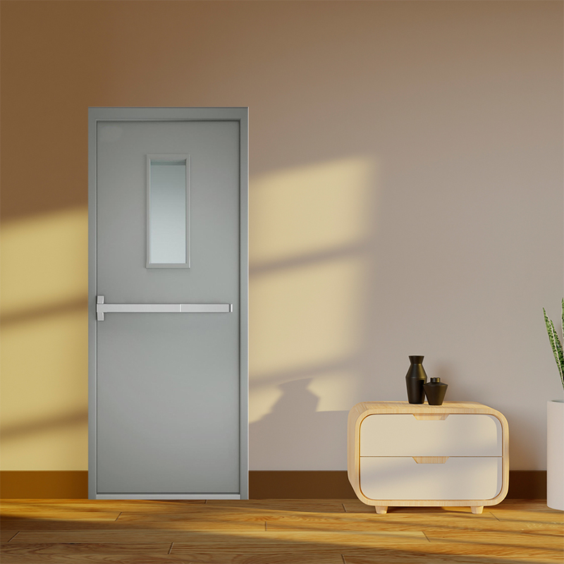 Cửa thép chống cháy TCC 1 cánh ô kính thanh thoát hiểm