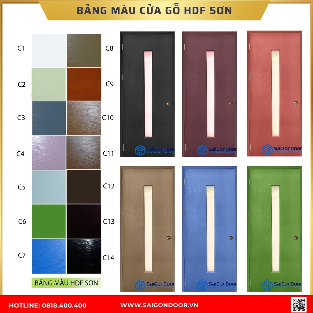 Bảng màu cửa gỗ công nghiệp HDF