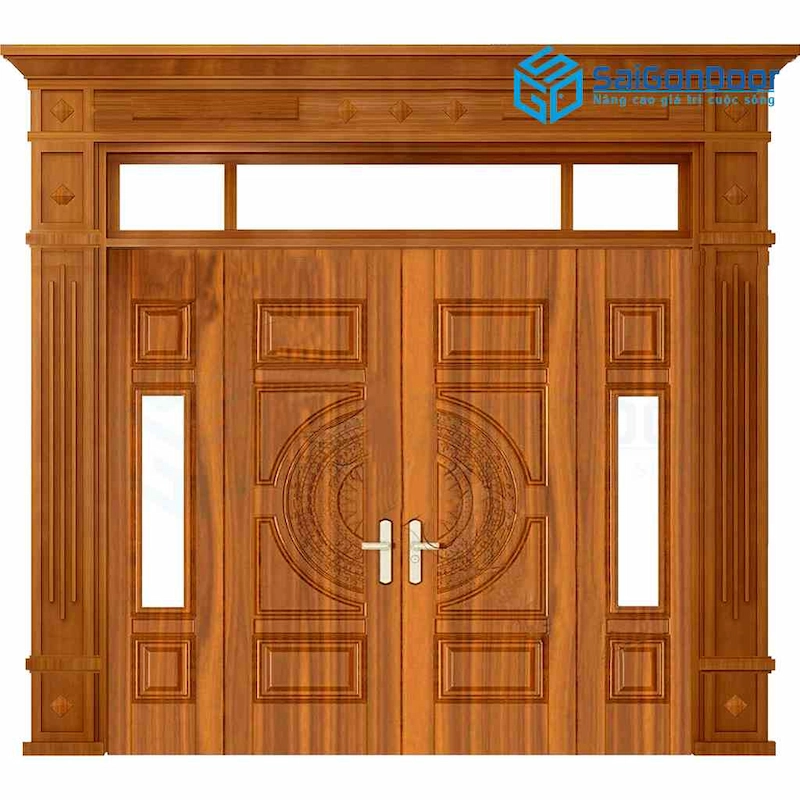 Cửa thép vân gỗ 4 cánh tiết kiệm chi phí và bảo trì