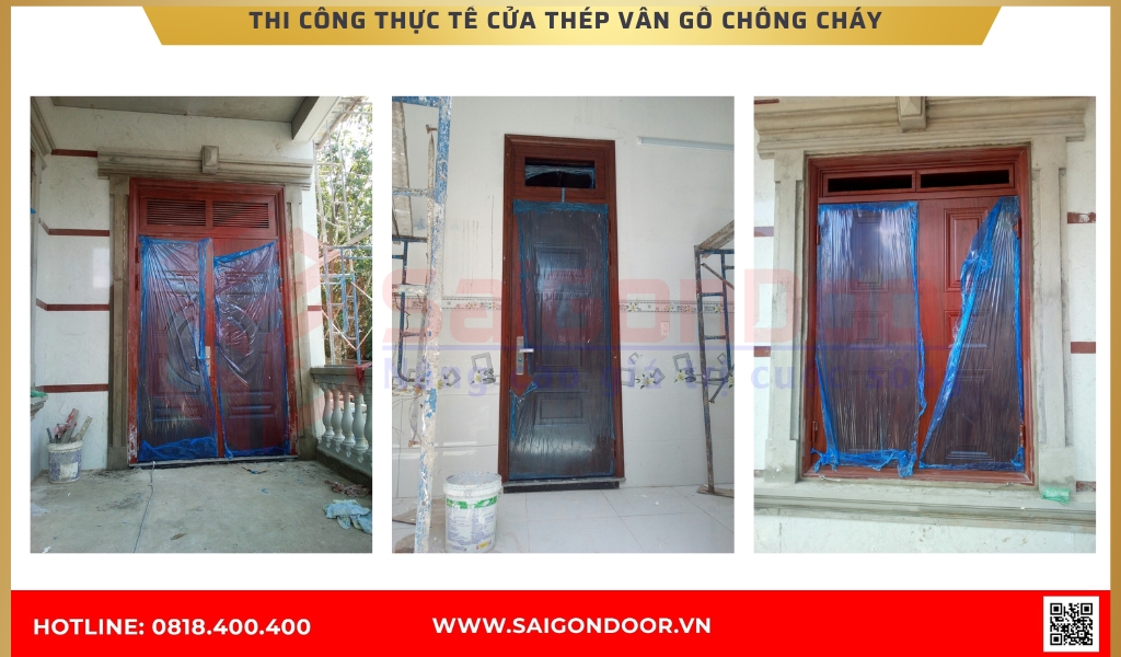 Hình ảnh thi công thực tế cửa thép chống cháy