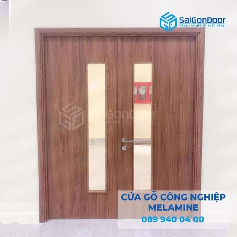 Cửa gỗ cao cấp 2 cánh mang phong cách đương đại