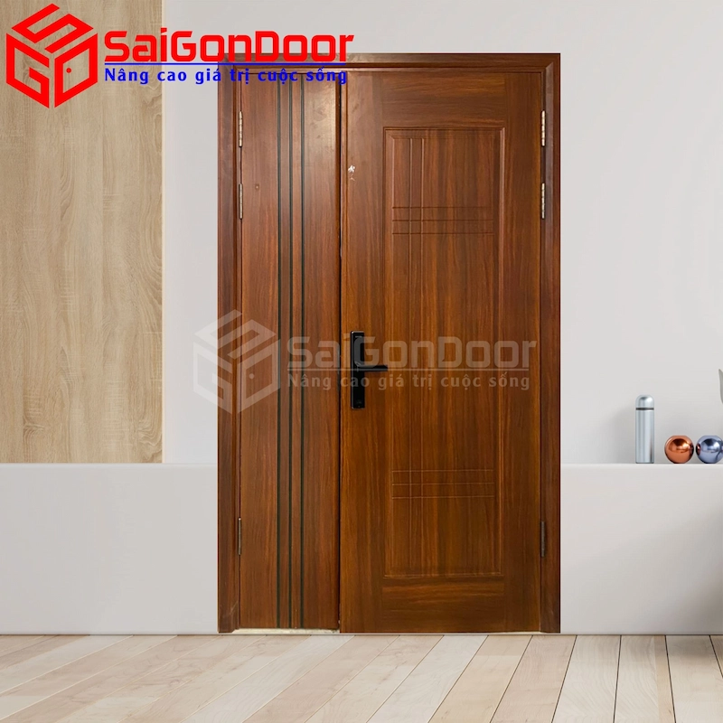 Ưu điểm vượt trội của cửa thép vân gỗ 2 cánh lệch