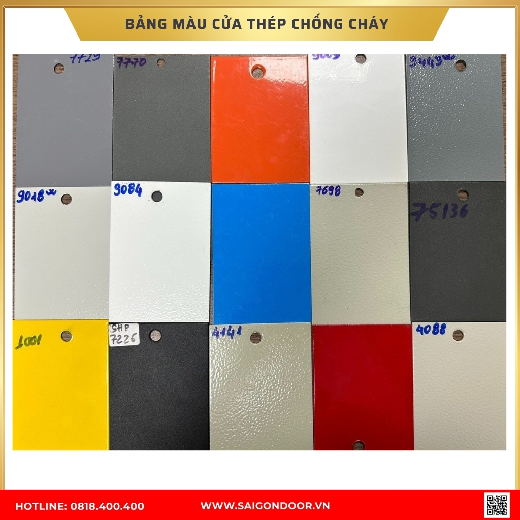 Bảng màu cửa thép chống cháy Sóc Trăng Bảng màu cửa thép chống cháy